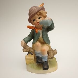 VTG Napcoware Boy On A Log Figurine Napco #8420